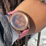 Buy Shop Michael Kors Mini Pilot Quartz Rose Gold Dial Pink Silicone Strap Watch For Women - MK7375 USA Online