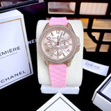 Buy Shop Michael Kors Mini Pilot Quartz Rose Gold Dial Pink Silicone Strap Watch For Women - MK7375 USA Online