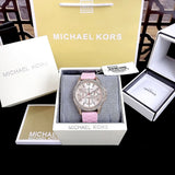Buy Shop Michael Kors Mini Pilot Quartz Rose Gold Dial Pink Silicone Strap Watch For Women - MK7375 USA Online