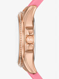 Buy Shop Michael Kors Mini Pilot Quartz Rose Gold Dial Pink Silicone Strap Watch For Women - MK7375 USA Online