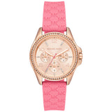 Buy Shop Michael Kors Mini Pilot Quartz Rose Gold Dial Pink Silicone Strap Watch For Women - MK7375 USA Online