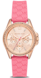 Buy Shop Michael Kors Mini Pilot Quartz Rose Gold Dial Pink Silicone Strap Watch For Women - MK7375 USA Online