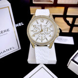 Buy Shop Michael Kors Mini Pilot Quartz Silver Dial White Silicone Strap Watch For Women - MK7372 USA Online