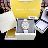 Buy Shop Michael Kors Mini Pilot Quartz Silver Dial White Silicone Strap Watch For Women - MK7372 USA Online
