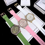 Buy Shop Michael Kors Mini Pilot Quartz Silver Dial White Silicone Strap Watch For Women - MK7372 USA Online