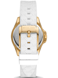Buy Shop Michael Kors Mini Pilot Quartz Silver Dial White Silicone Strap Watch For Women - MK7372 USA Online