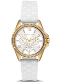 Buy Shop Michael Kors Mini Pilot Quartz Silver Dial White Silicone Strap Watch For Women - MK7372 USA Online
