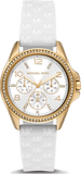 Buy Shop Michael Kors Mini Pilot Quartz Silver Dial White Silicone Strap Watch For Women - MK7372 USA Online