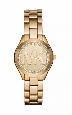Buy Shop Michael Kors Slim Runway Gold Dial Gold Steel Strap Watch for Women - MK3477 USA Online