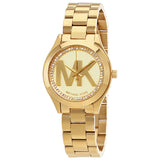 Buy Shop Michael Kors Slim Runway Gold Dial Gold Steel Strap Watch for Women - MK3477 USA Online
