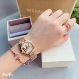 Buy Shop Michael Kors Mini Slim Runway Rose Gold Dial Two Tone Steel Strap Watch for Women - MK3650 USA Online