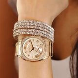 Buy Shop Michael Kors Byrn Quartz Gold Dial Gold Steel Strap Watch For Women - MK6134 USA Online