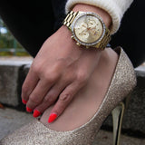 Buy Shop Michael Kors Brinkley Diamonds Gold Dial Gold Steel Strap Watch for Women - MK6187 USA Online