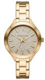 Buy Shop Michael Kors Slim Runway Crystals Gold Dial Gold Steel Strap Watch for Women - MK1046 USA Online