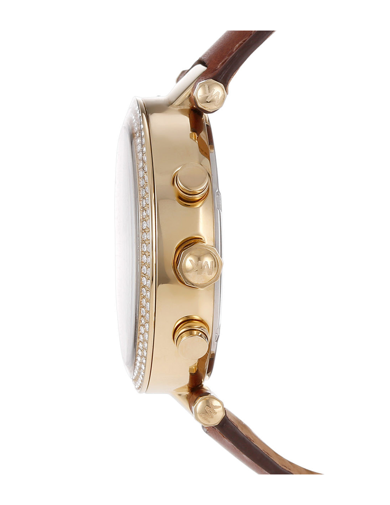 Buy Shop Michael Kors Parker Champagne Gold Dial Brown Leather Strap Watch for Women - MK2249 USA Online