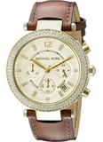 Buy Shop Michael Kors Parker Champagne Gold Dial Brown Leather Strap Watch for Women - MK2249 USA Online