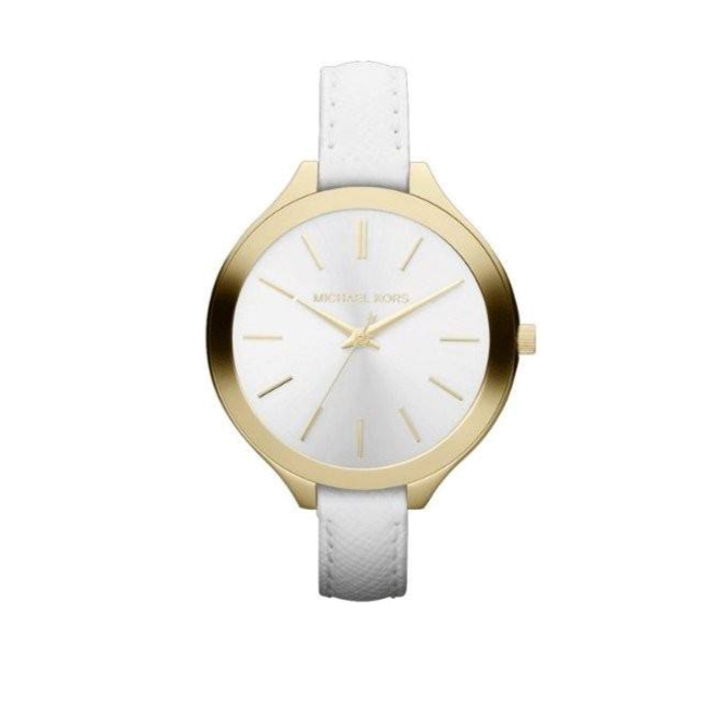 Buy Shop Michael Kors Slim Runway White Dial White Leather Strap Watch For Women - MK2273 USA Online