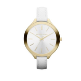 Buy Shop Michael Kors Slim Runway White Dial White Leather Strap Watch For Women - MK2273 USA Online