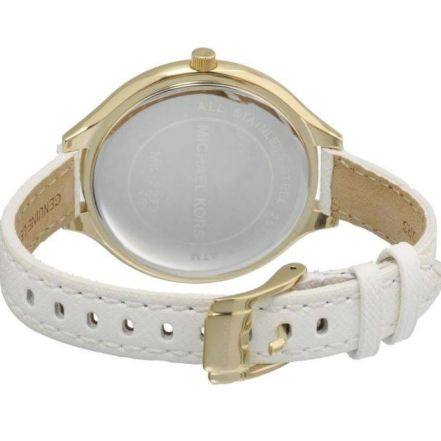 Buy Shop Michael Kors Slim Runway White Dial White Leather Strap Watch For Women - MK2273 USA Online