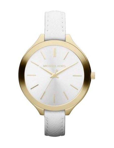 Buy Shop Michael Kors Slim Runway White Dial White Leather Strap Watch For Women - MK2273 USA Online