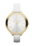 Buy Shop Michael Kors Slim Runway White Dial White Leather Strap Watch For Women - MK2273 USA Online