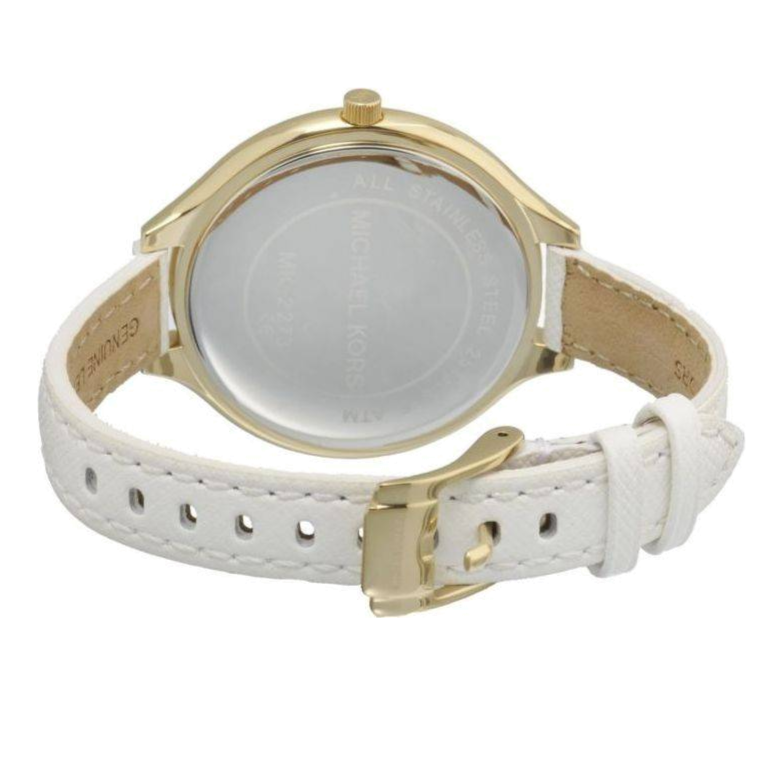 Buy Shop Michael Kors Slim Runway White Dial White Leather Strap Watch For Women - MK2273 USA Online