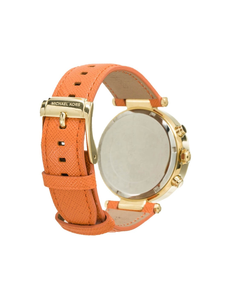Buy Shop Michael Kors Parker Champagne Dial Orange Leather Strap Watch for Women - MK2279 USA Online