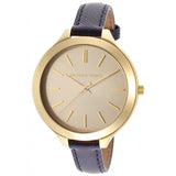 Buy Shop Michael Kors Runway Quartz Gold Dial Blue Leather Strap Watch For Women - MK2285 USA Online