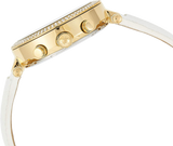 Buy Shop Michael Kors Parker White Dial with Diamonds White Leather Strap Watch for Women - MK2290 USA Online