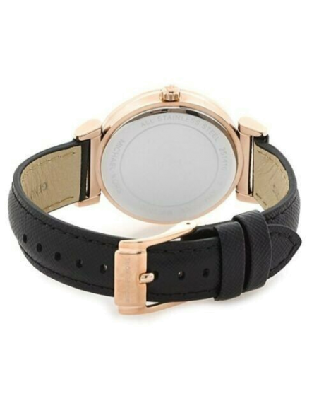 Buy Shop Michael Kors Catlin Rose Gold Crystal Dial Black Leather Strap Watch for Women - MK2376 USA Online