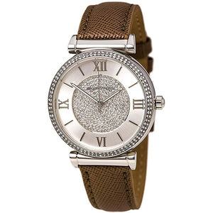 Buy Shop Michael Kors Caitlin Quartz Silver Dial Gray Leather Strap Watch For Women - MK2377 USA Online
