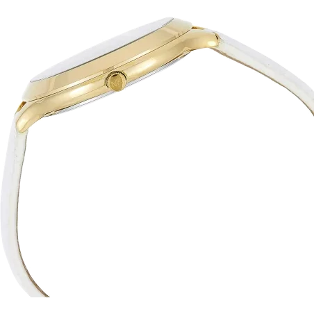 Buy Shop Michael Kors Slim Runway Quartz Gold Dial White Leather Strap Watch For Women - MK2389 USA Online