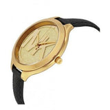 Buy Shop Michael Kors Slim Runway Quartz Gold Dial Black Leather Strap Watch For Women - MK2392 USA Online