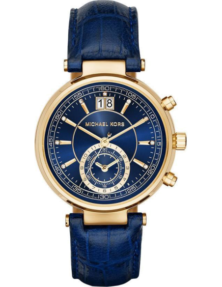 Buy Shop Michael Kors Sawyer Blue Dial Blue Leather Strap Watch for Women - MK2425 USA Online