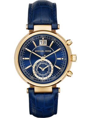 Buy Shop Michael Kors Sawyer Blue Dial Blue Leather Strap Watch for Women - MK2425 USA Online
