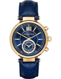 Buy Shop Michael Kors Sawyer Blue Dial Blue Leather Strap Watch for Women - MK2425 USA Online