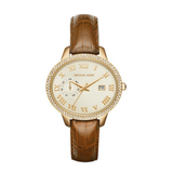 Buy Shop Michael Kors Whitley Quartz Gold Dial Brown Leather Strap Watch For Women - MK2428 USA Online