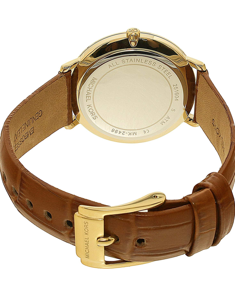 Buy Shop Michael Kors Jaryn Quartz Gold Dial Brown Leather Strap Watch For Women - MK2496 USA Online