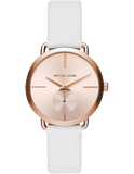 Buy Shop Michael Kors Portia Rose Gold Dial White Leather Strap Watch For Women - MK2660 USA Online