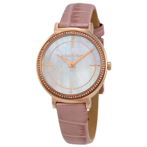 Buy Shop Michael Kors Cinthia Mother of Pearl Dial Pink Leather Strap Watch for Women - MK2663 USA Online
