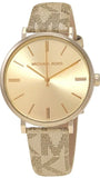Buy Shop Michael Kors Addyson Quartz Gold Dial Gold Leather Strap Watch for Women - MK2952 USA Online