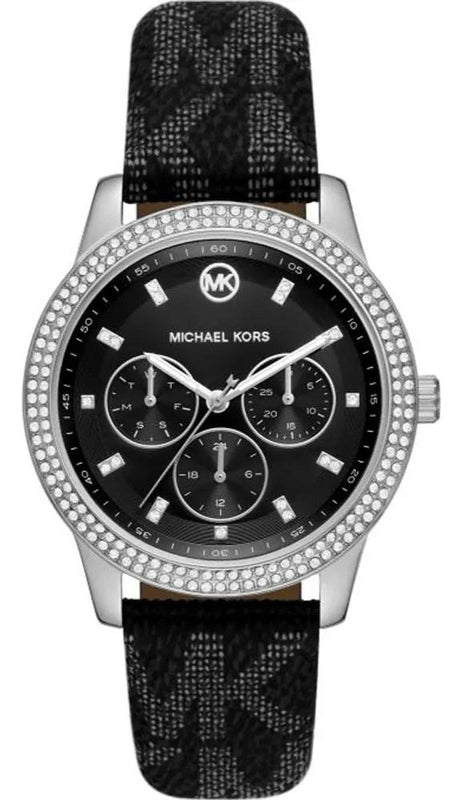Buy Shop Michael Kors Tibby Chronograph Black Dial Black Leather Strap Watch For Women - MK2976 USA Online