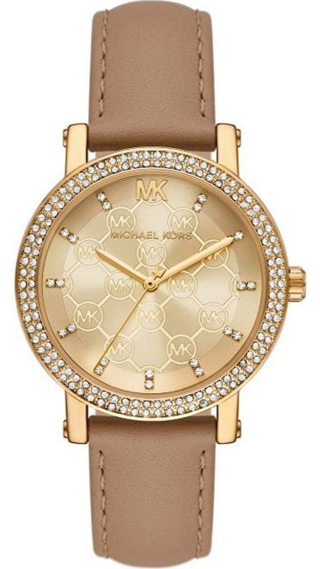 Buy Shop Michael Kors Corey Analog Gold Dial Brown Leather Strap Watch for Women - MK2986 USA Online