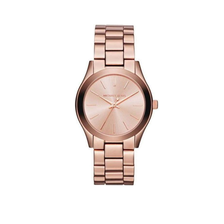 Buy Shop Michael Kors Mini Slim Runway Chronograph Quartz Rose Gold Dial Rose Gold Steel Strap Watch For Women - MK3205 USA Online