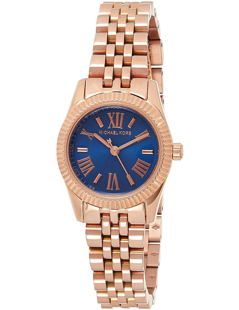 Buy Shop Michael Kors Lexington Quartz Blue Dial Rose Gold Steel Strap Watch For Women - MK3272 USA Online