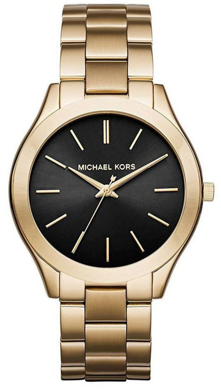 Buy Shop Michael Kors Runway Black Dial Gold Steel Strap Watch for Women - MK3478 USA Online