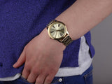 Buy Shop Michael Kors Hartman Quartz Gold Dial Gold Steel Strap Watch For Women - MK3490 USA Online