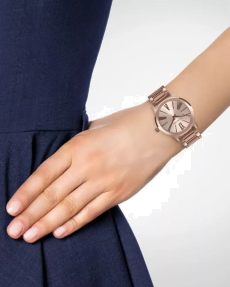 Buy Shop Michael Kors Hartman Rose Gold Dial Rose Gold Steel Strap Watch For Women - MK3491 USA Online