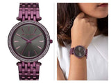 Buy Shop Michael Kors Darci Black Dial Purple Steel Strap Watch for Women - MK3554 USA Online