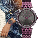 Buy Shop Michael Kors Darci Black Dial Purple Steel Strap Watch for Women - MK3554 USA Online
